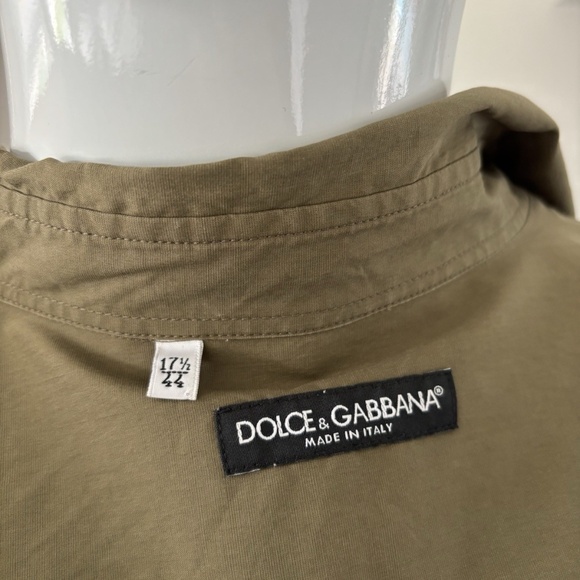Dolce & Gabbana Military Shirt Long Sleeve Green Men's Sz 44 Authentic - Picture 8 of 9